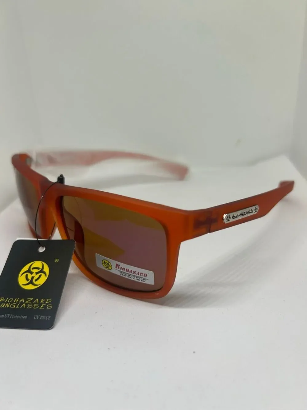 Biohazard Frosted Orange Mirrored UV400 Sunglasses NWT